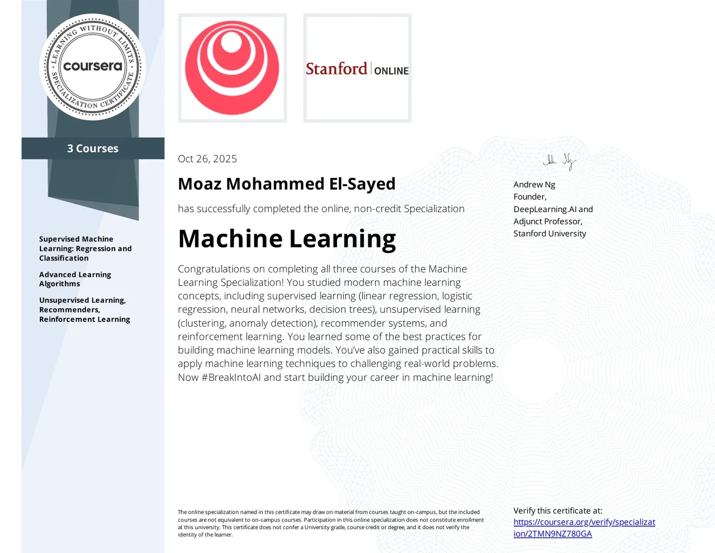 Preview of Machine Learning Specialization